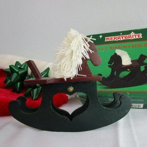 VTG Merry Brite Wood Rocking Horse Christmas Decor